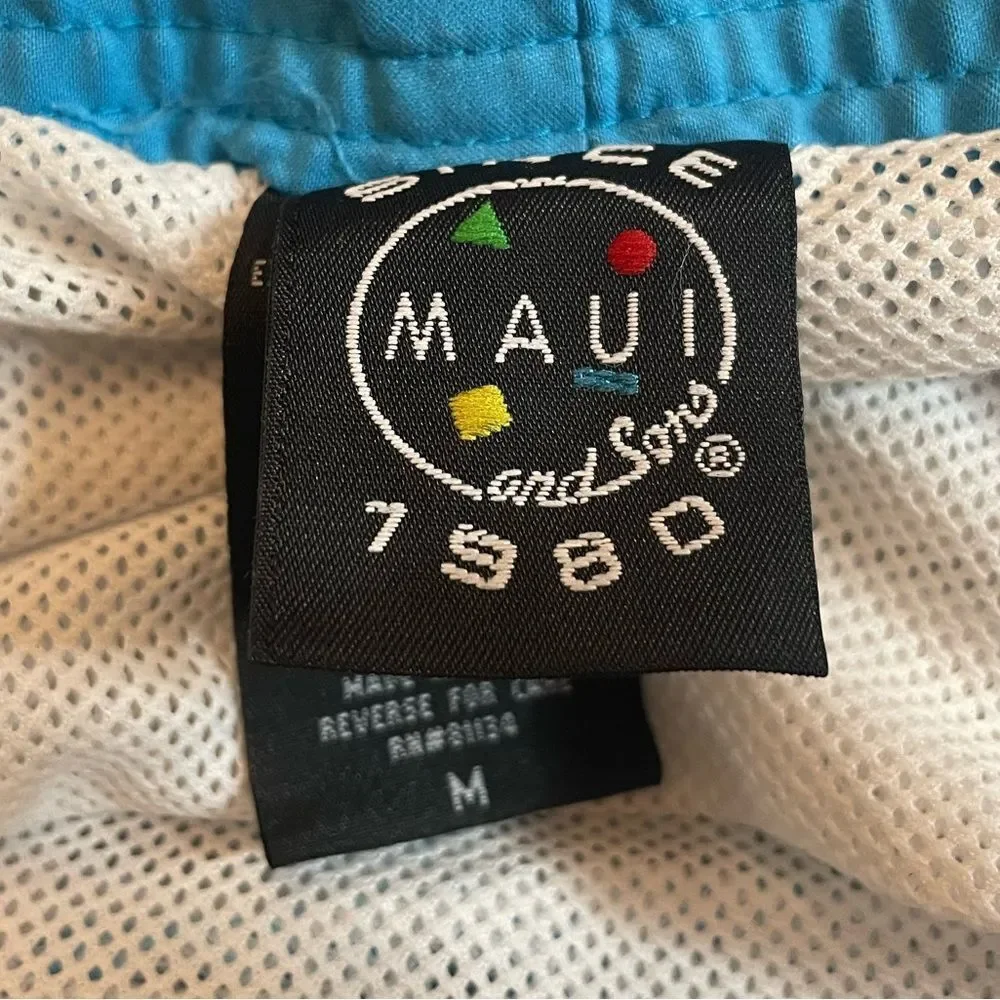 Maui and Sons Blue lined Swimming Trunks size Medium